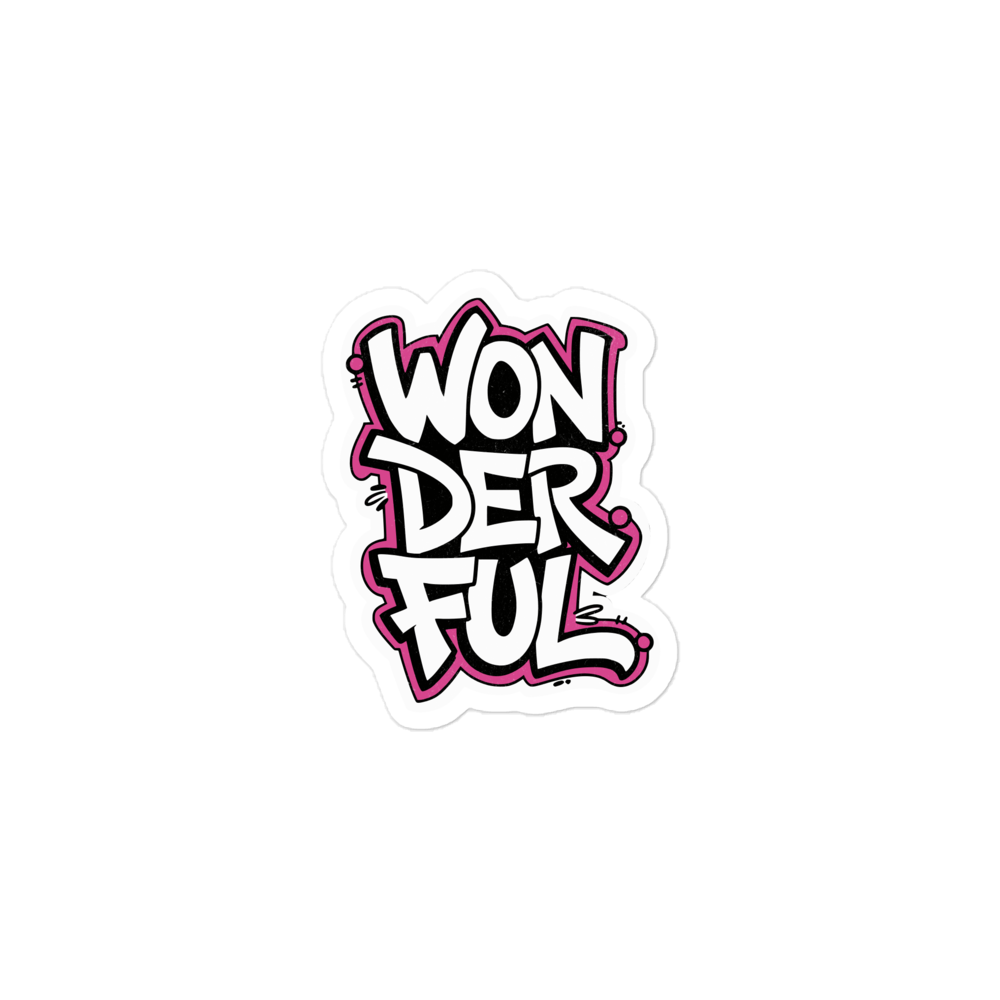 Sticker mit Wonderful Graffiti Print und pinker Outline 3x3