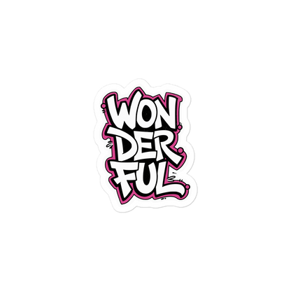 Sticker mit Wonderful Graffiti Print und pinker Outline 3x3