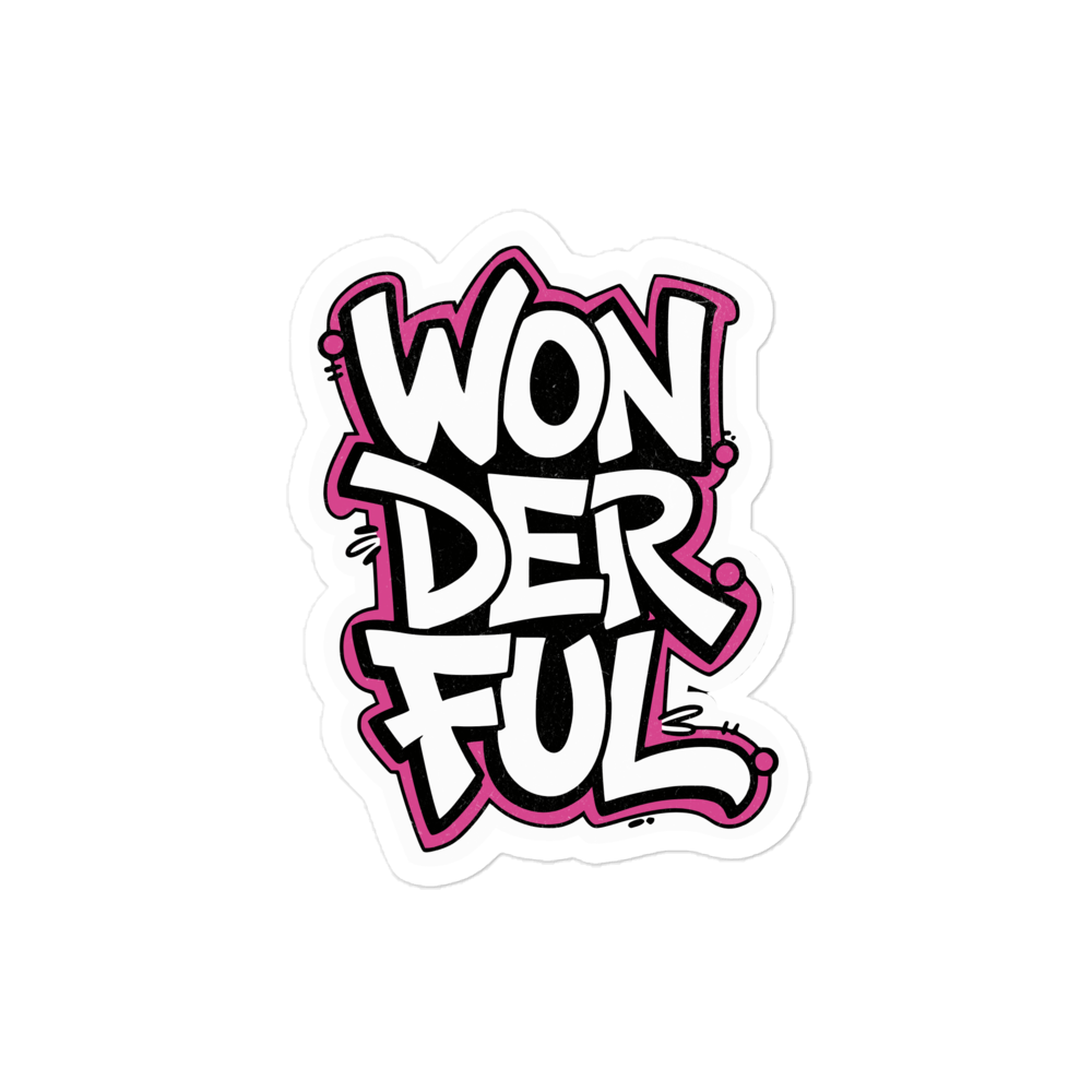 Sticker mit Wonderful Graffiti Print und pinker Outline 4x4