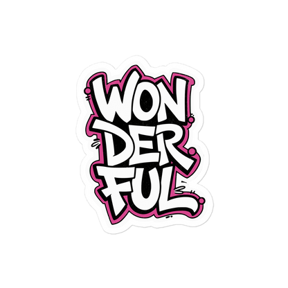 Sticker mit Wonderful Graffiti Print und pinker Outline 4x4