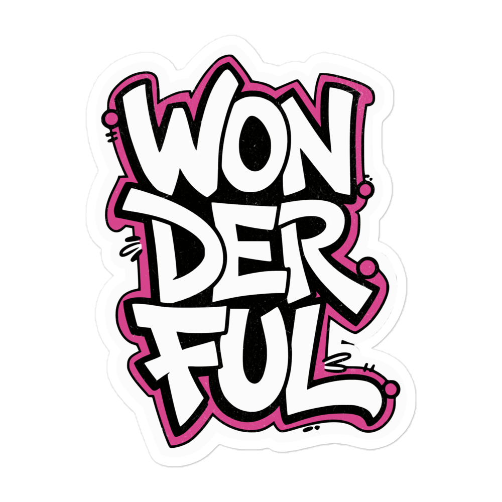 Sticker mit Wonderful Graffiti Print und pinker Outline 5.5x5.5