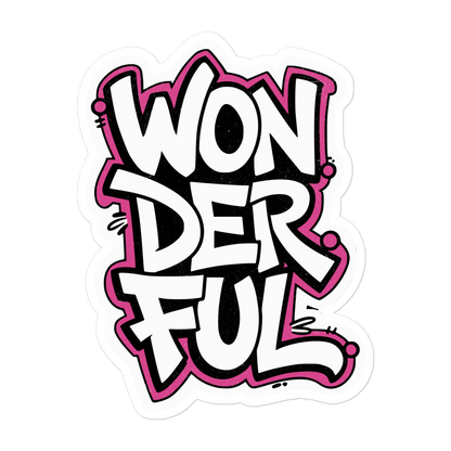 Sticker mit Wonderful Graffiti Print und pinker Outline 5.5x5.5
