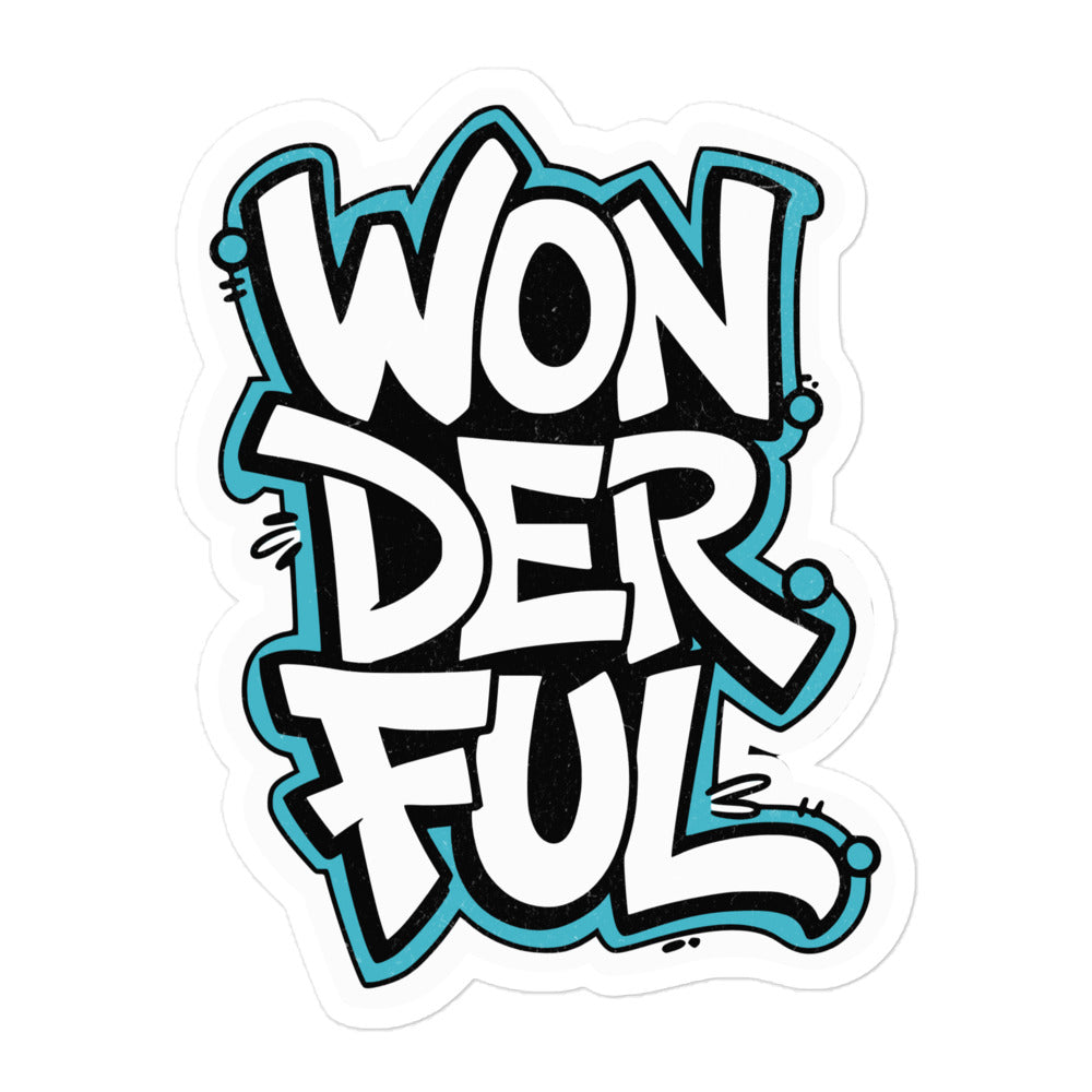 Sticker mit Wonderful Print im Graffiti Style und baluer Outline 5.5x5.5