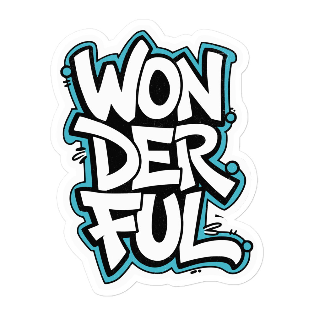 Sticker mit Wonderful Print im Graffiti Style und baluer Outline 5.5x5.5