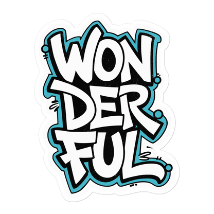 Sticker mit Wonderful Print im Graffiti Style und baluer Outline 5.5x5.5