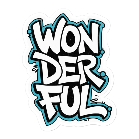 Sticker mit Wonderful Print im Graffiti Style und baluer Outline 5.5x5.5