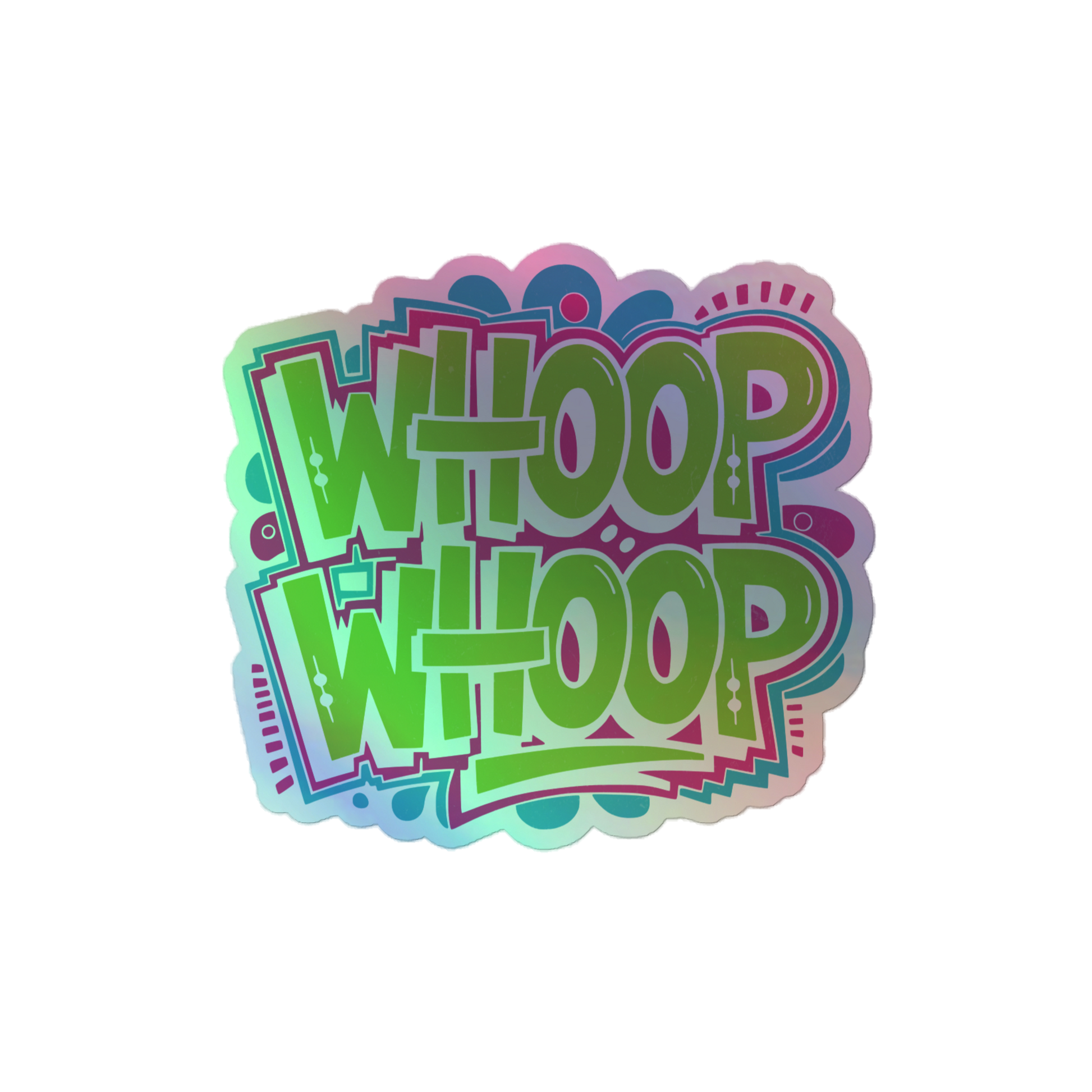 Whoop Whoop Aufkleber mit Hologramm Effekt 4x4
