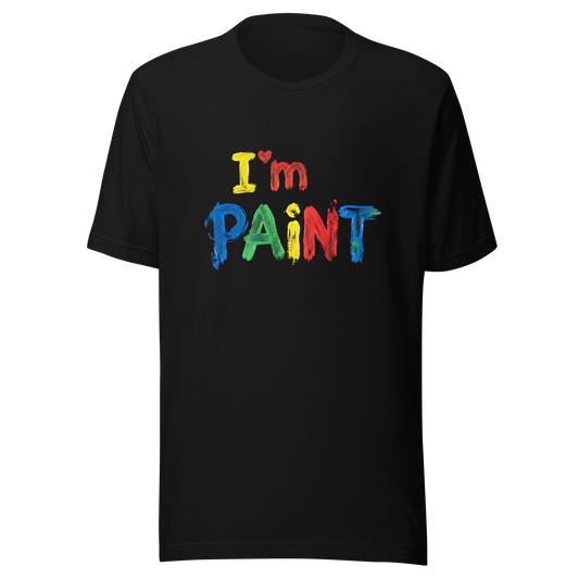 Schwarzes Partnerlook T-Shirt mit buntem Finger-gemaltem-I'm Paint-Print im Streetwear-Stil