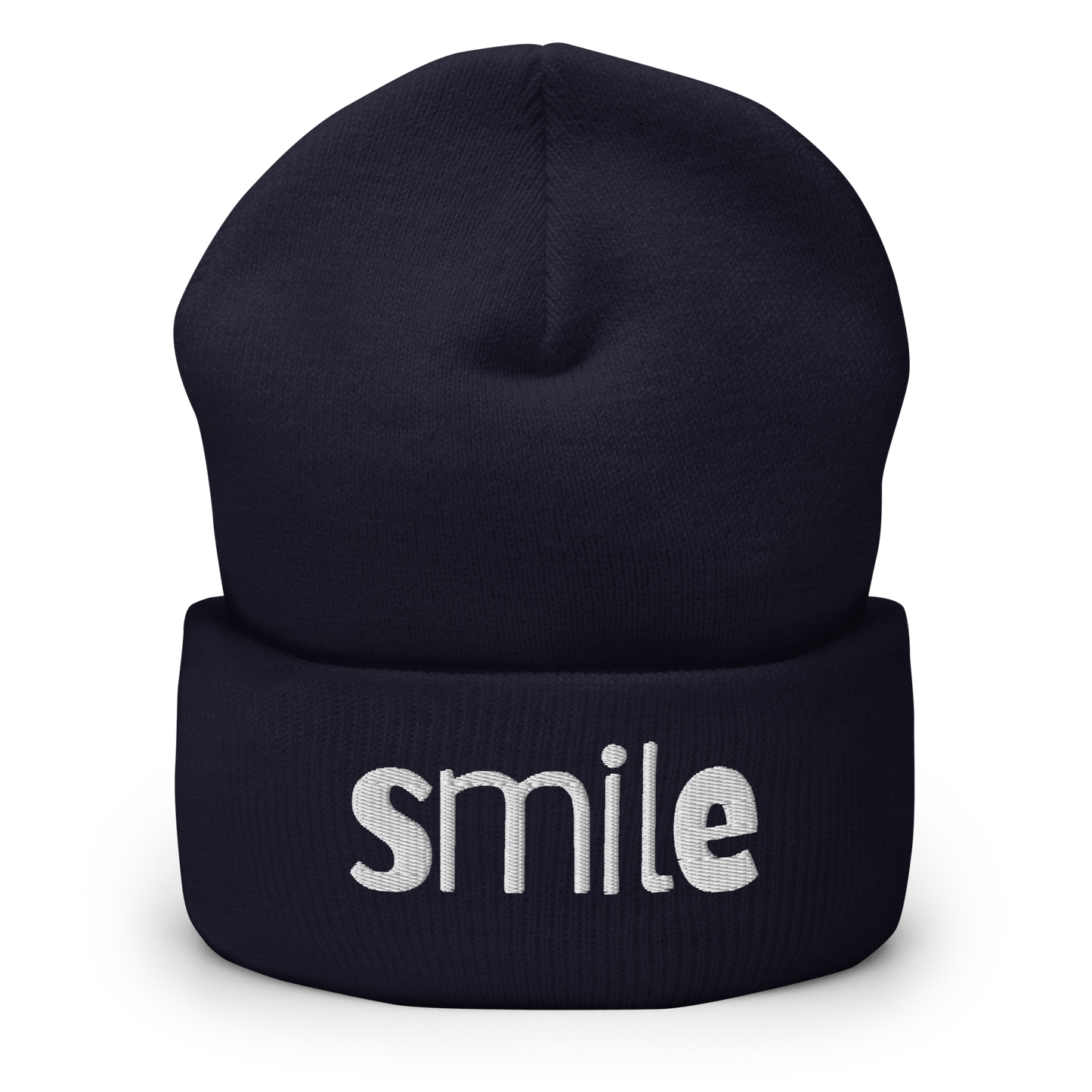 Navy Beanie mit smile Schriftzug bestickt