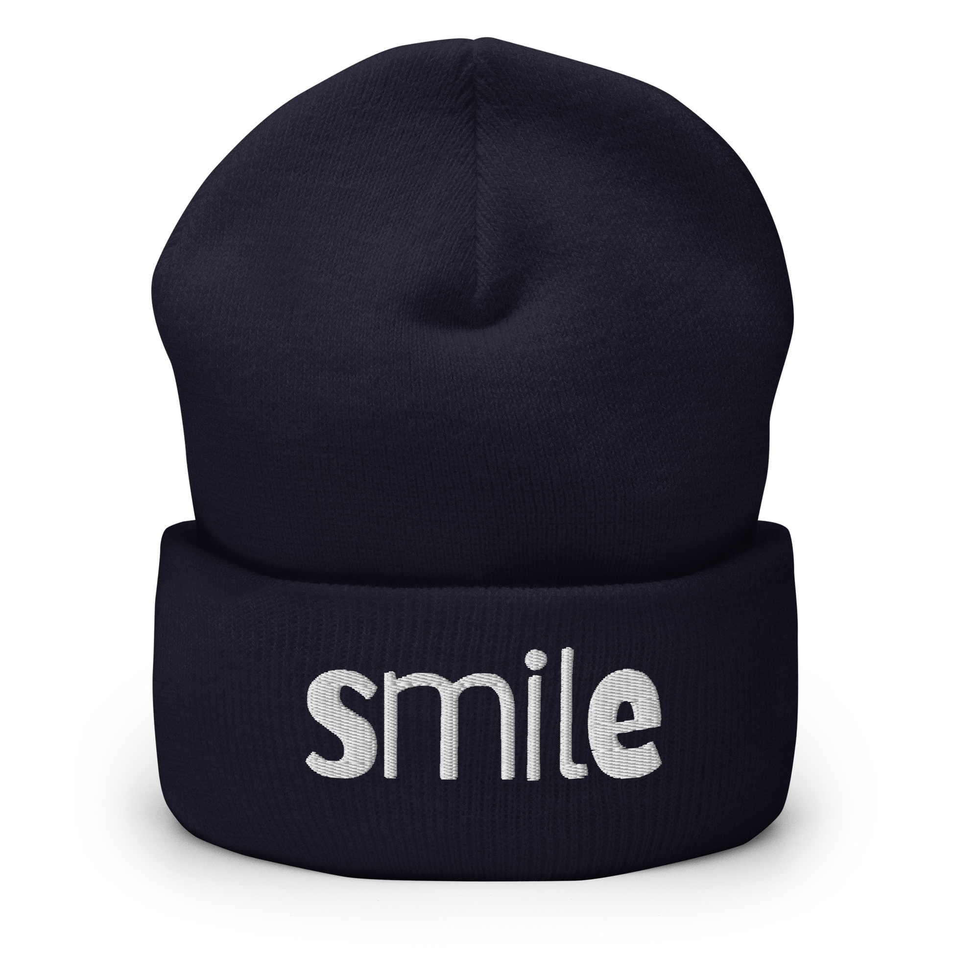 Navy Beanie mit smile Schriftzug bestickt